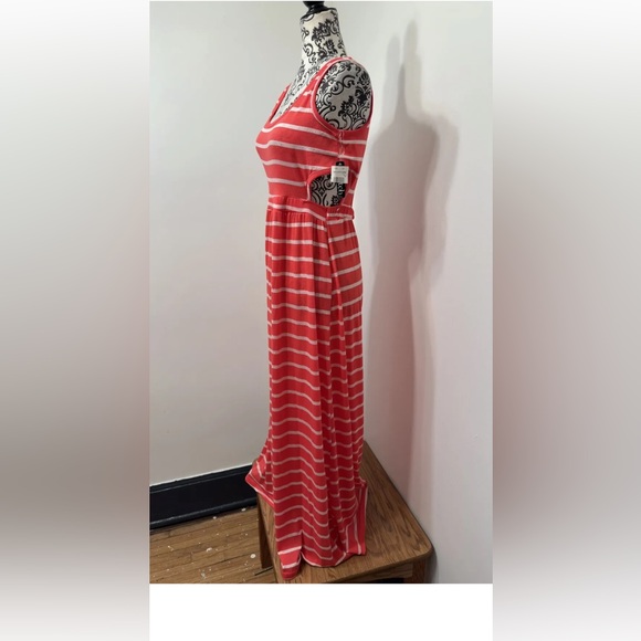 love women’s red/orange stretch striped sleeveless dress size xl. - Picture 2 of 9